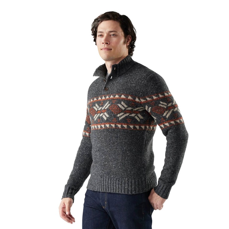 Men’s Heavy Henley Sweater|Charcoal-Pecan Brown|S|M|L|XL