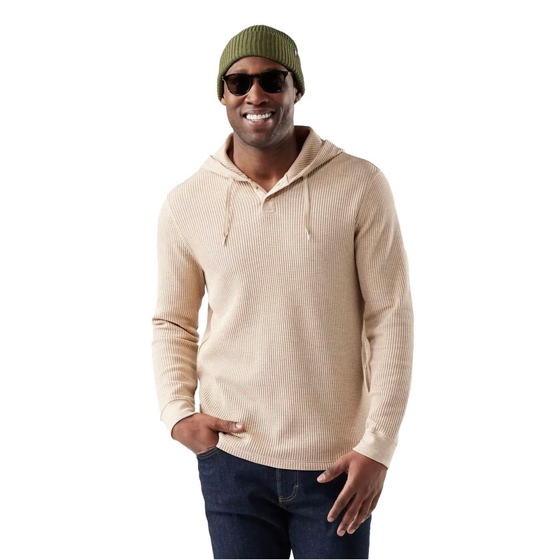 Men’s Waffle Henley Hoodie|Toffee Cream Heather|S|M|L|XL