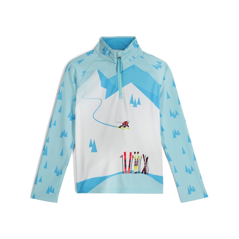 Girl’s Surface 1/2 Zip|Crystal Blue|Multi Mountain Print|S|M|L|XL