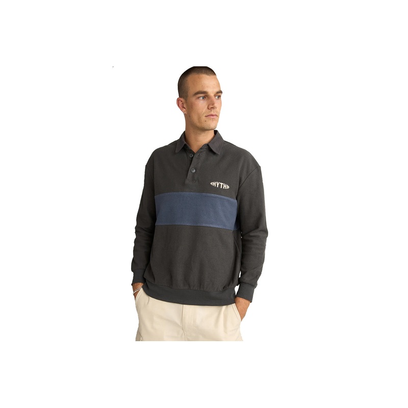 TERRY VINTAGE LS RUGBY SHIRT|charcoal|S|M|L|XL|XXL