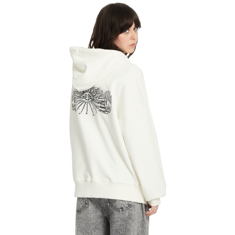 Sudadera con cremallera  Mujer Volcom Fa Alix Zip Fleece – Star White