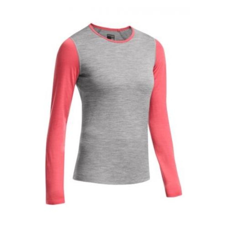 Icebreaker W Oasis LS Crewe|Metro Heather Grapefruit|Rocket|Snow Stealth Stripe|Black|L|XL|XS