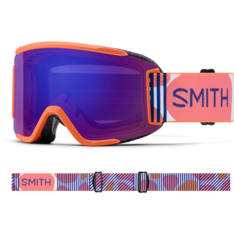 Smith Squad S|Coral Riso Print Frame and ChromaPop Everyday Violet Mirror Lens|Black/ChromaPop Everyday Rose Gold Mirror
