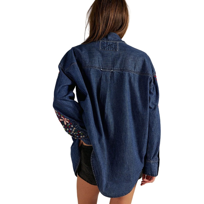 Women’s Rainbow Embroidered Denim Shirt