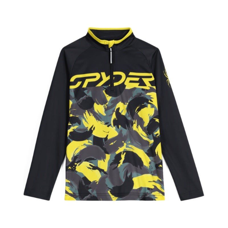 Spyder Boys Camo 1/2 Zip|Acid Yellow|Spyder Red|M