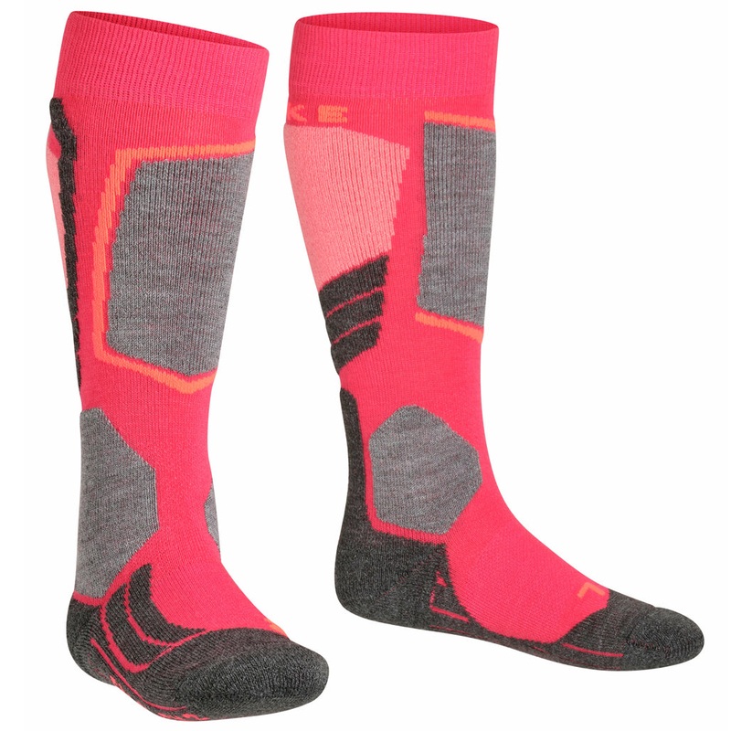Falke SK2 Kids Ski Socks|Pink|Green|Stripes|23-26 / UK 6-8.5 / MP 14-16.5|27-30 / UK 9-11.5 / MP 17-19|31-34 / UK 12-2.5 / MP 19.5-22|35-38 / UK 3-5 / MP 22.5-24.5