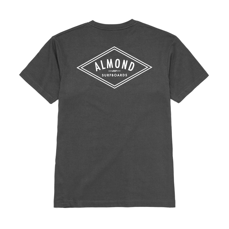 Almond Surfboards – Decades Tee – Coal