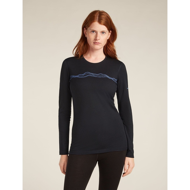 Icebreaker Womens Merino 200 Oasis Long Sleeve Crewe Mountain Pulse