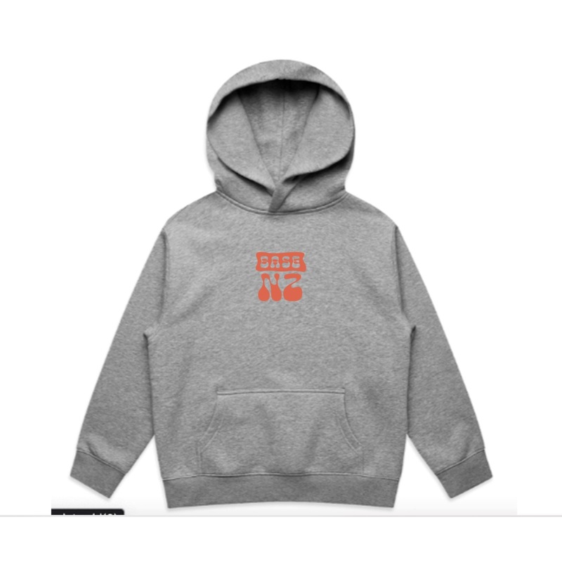 BaseNZ Youth Logo 2 Hoodie|Grey / Tangelo|8|10|12|14