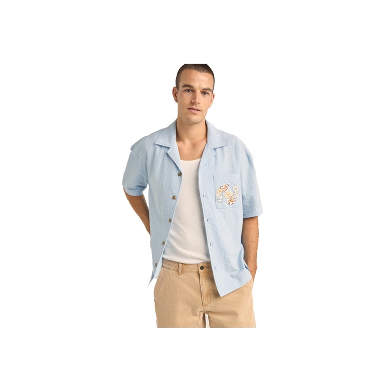 RELAXED FLOWER TEXTURED SS SHIRT