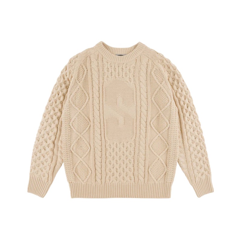 ENGINEERED CABLE KNIT SWEATER|oatmeal|XS|S|M|L|XL