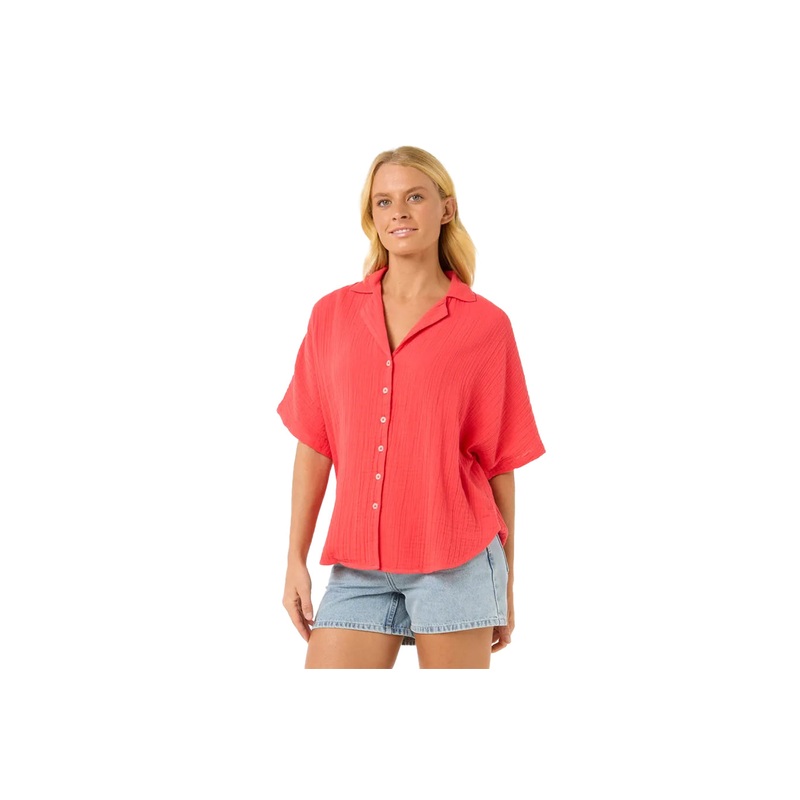PREMIUM SURF S/S SHIRT|white|hibiscus red|S|M|L