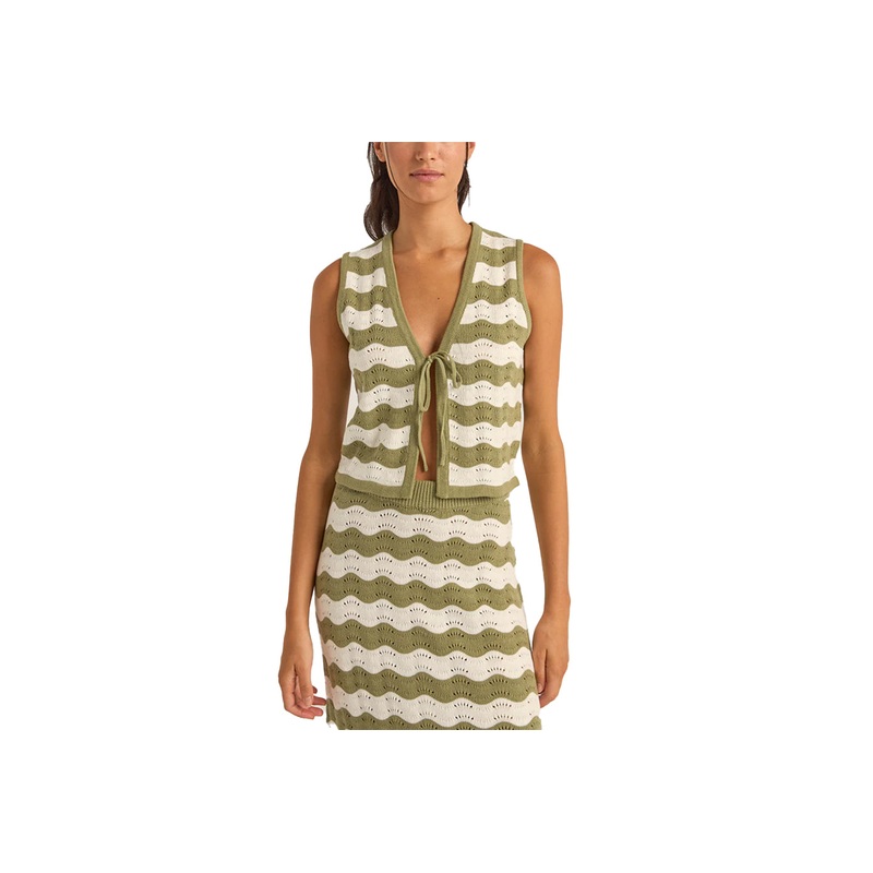 CARMEN STRIPE KNIT VEST|sage|S|M|L|XL