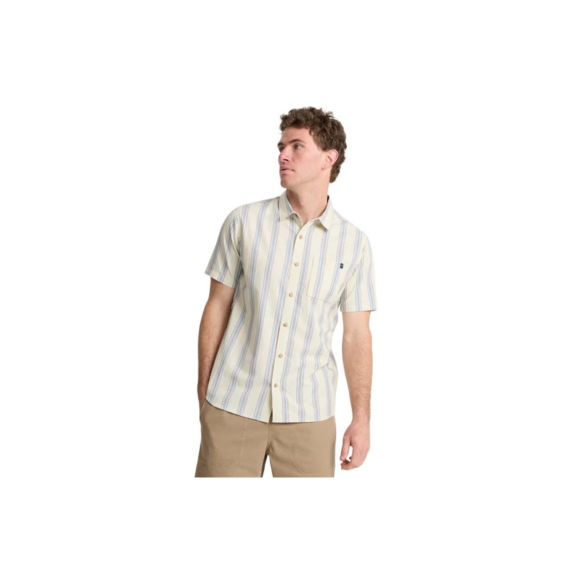 JOURNEY SS WOVEN|almond paste|stripe bone|seafoam|XL|M|L