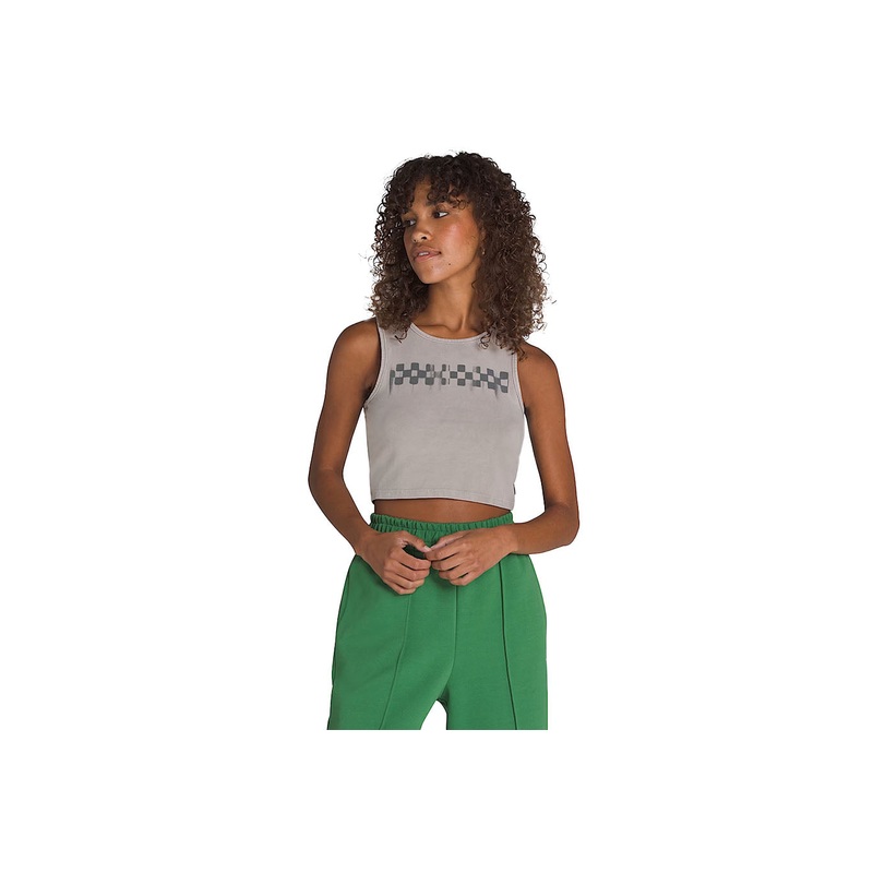 CHECK WASH FITTED CROP TANK|white|london fog|S|M|L