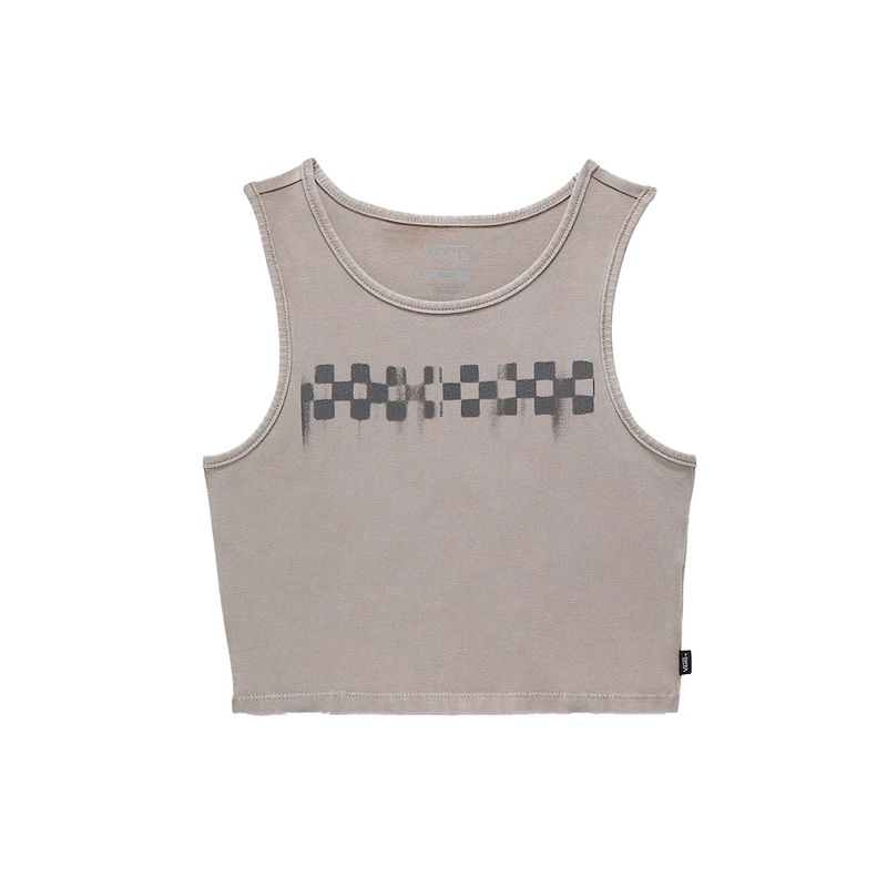 CHECK WASH FITTED CROP TANK|white|london fog|S|M|L
