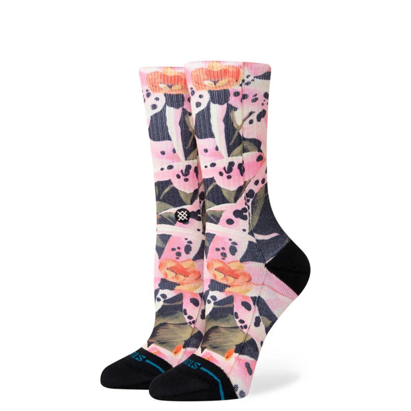 Women’s Encyclia Crew Socks|Black|Small|Medium