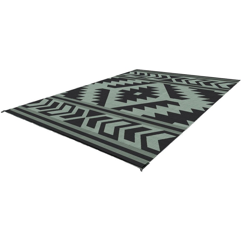 Sante Fe Boho Outdoor Mat|Sage / Black