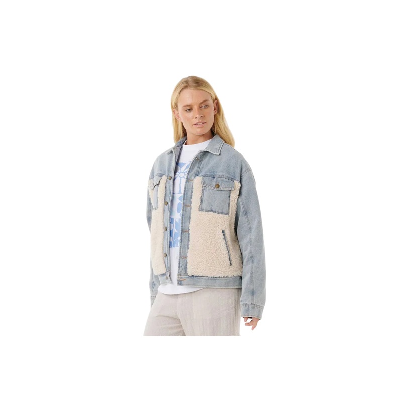 CRUISIN SHERPA DENIM JACKET|washed blue|black|S|M|L|XL|XS