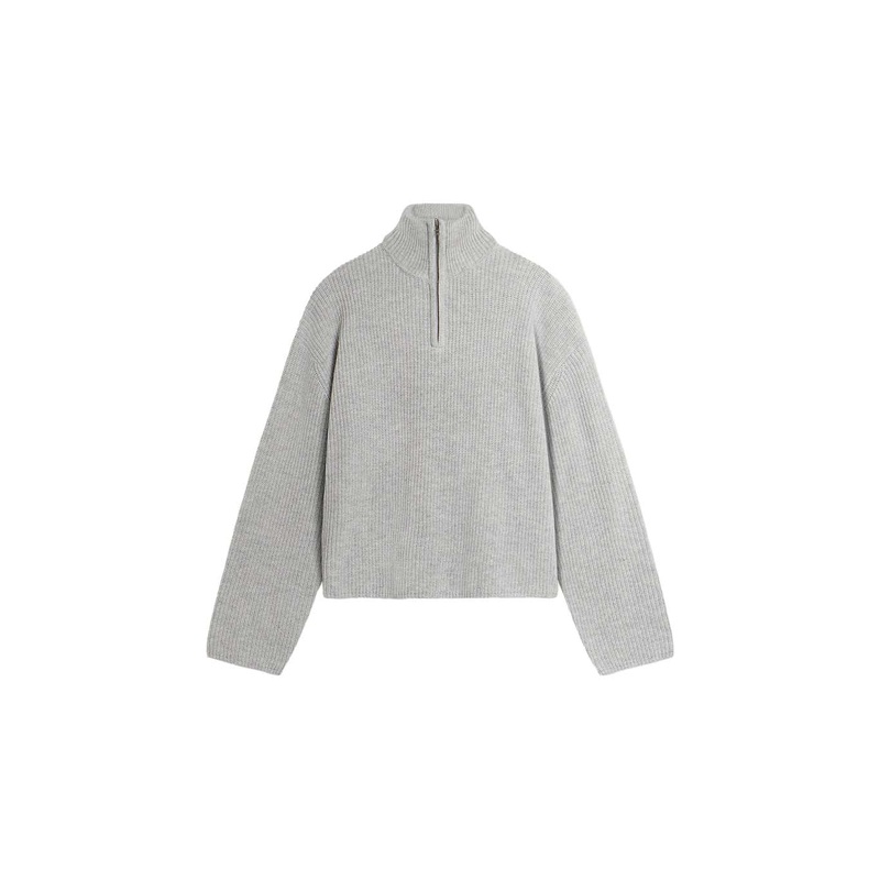 FANG HALF ZIP KNIT|light grey|S|M|L