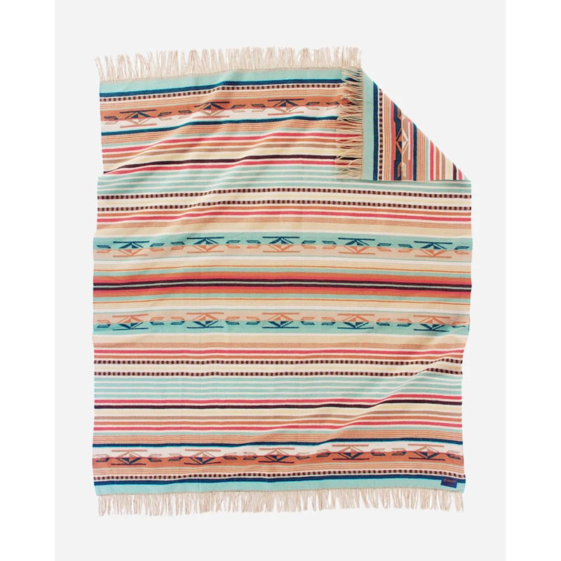 Jacquard Fringed Throw|Chimayo Coral|Chimayo Garnet