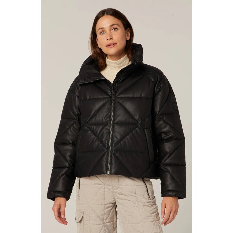 Women’s Alta Puffer Jacket|Black Faux Leather|Small|Medium|Large|XLarge
