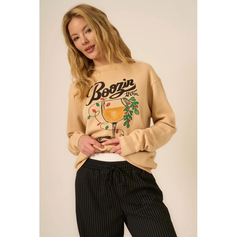 Women’s Boozin’ Sweatshirt|Caramel Creme|XSmall|Small|Medium|Large