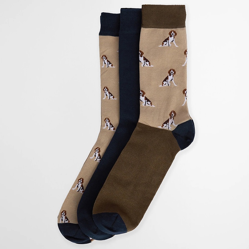 Men’s Beagle Dog Sock Set|Washed Stone