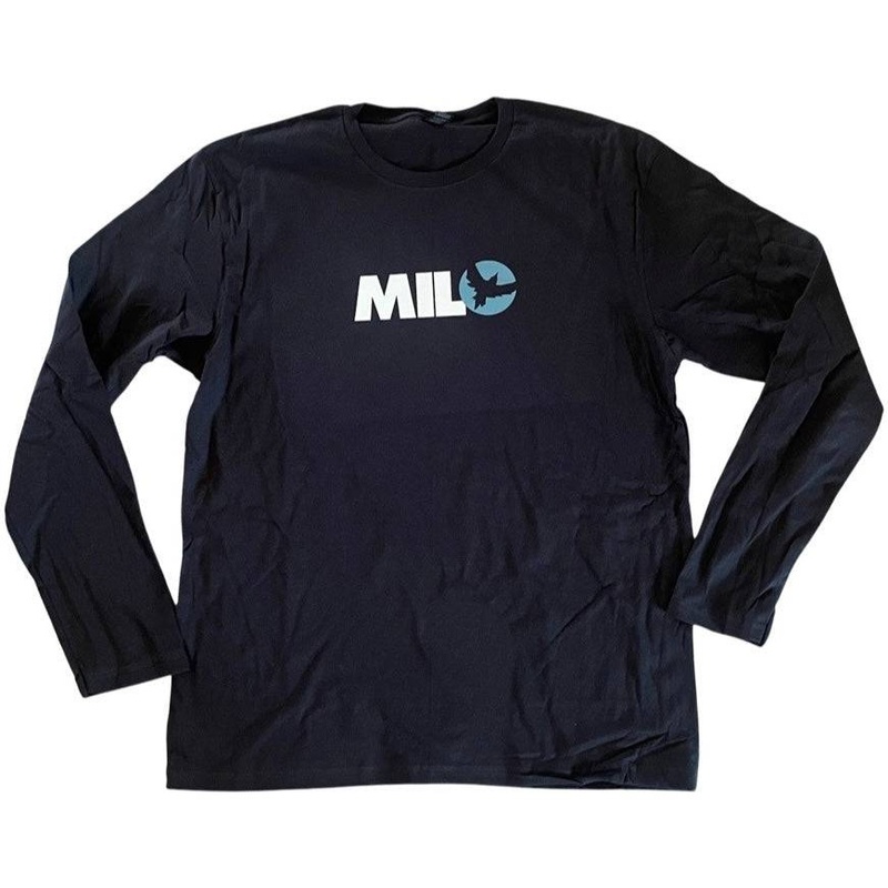 Milosport Bird Logo Long Sleeve T Shirt in Black and Blue