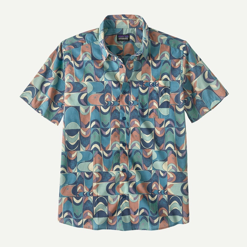 Men’s Go-To Shirt|Swallowtail Geo: Still Blue|Lupine Trail: Beeswax Tan|Small|Medium|Large|XLarge