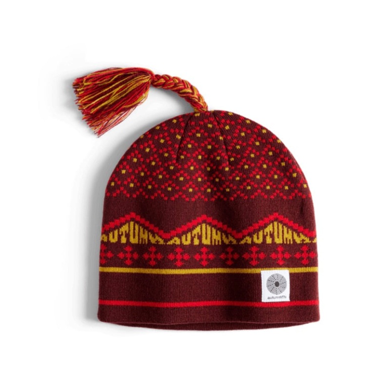 Autumn Tassle Beanie 2026|Black|Burgundy