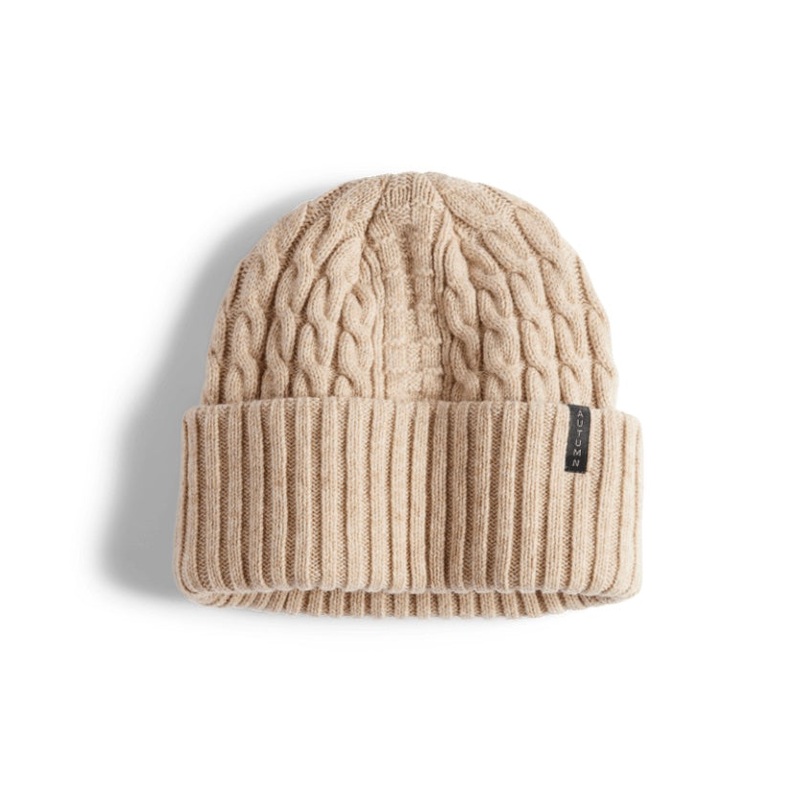 Autumn Cable Knit Beanie 2026|Green|Natural
