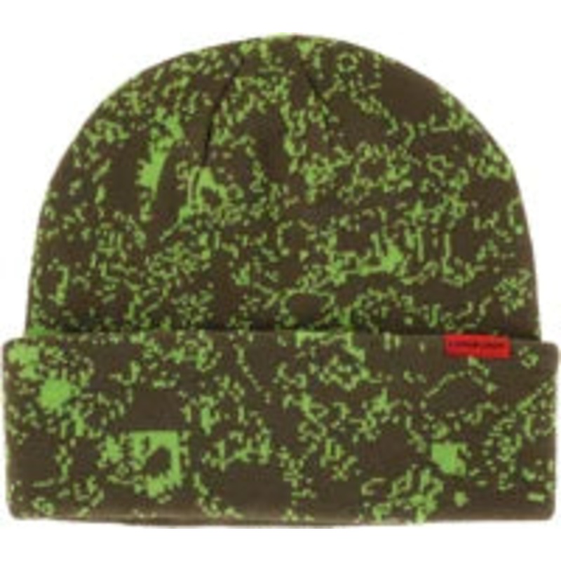 Corduroy Cell Camo Beanie|Black and Black|Olive Green