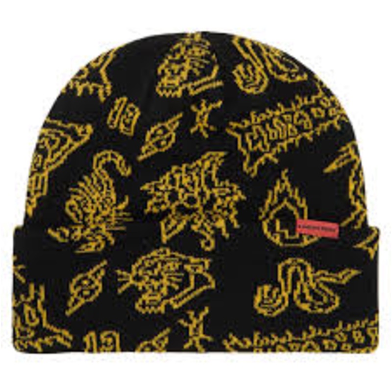 Corduroy Flash Beanie|Black and Black|Red