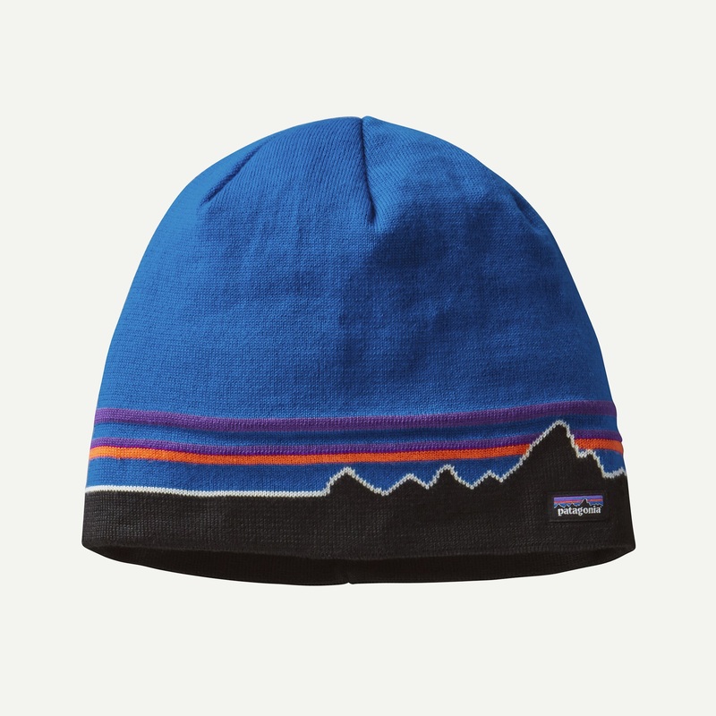 Beanie Hat|Classic Fitz Roy: Andes Blue|Logo Belwe: Black