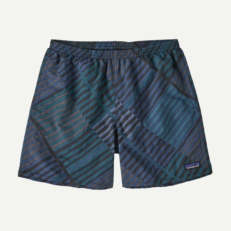Men’s Baggies 5 Shorts|Rainfall Quilt: Ink Black|Salmon Energy: Old Growth Green|Small|Medium|Large|XLarge|XXLarge