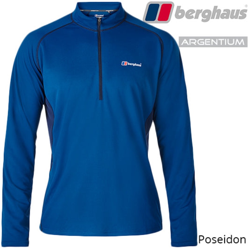 Berghaus – Techl Tee LS Zip|Black|Poseidon|Dark Grey/Black|Small|Medium|Large|X-Large|XX-Large