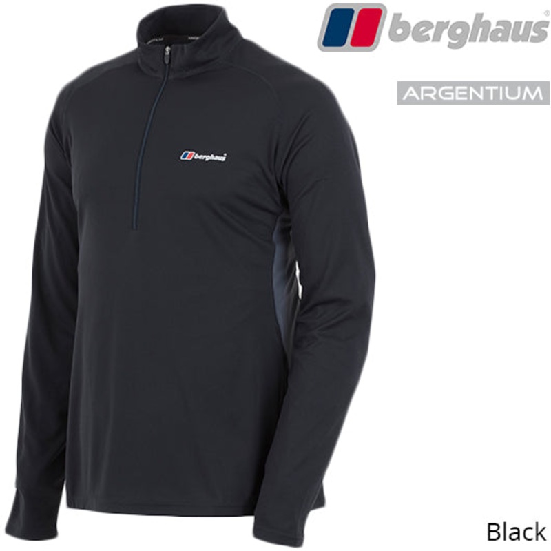 Berghaus – Techl Tee LS Zip|Black|Poseidon|Dark Grey/Black|Small|Medium|Large|X-Large|XX-Large