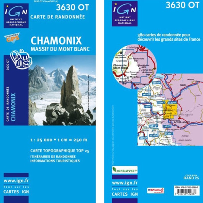 Institut Geographique National – Chamonix-Massif Mt Blanc 3630OT
