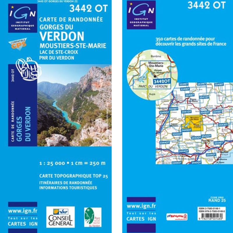 Institut Geographique National – Gorges du Verdon-Moustiers 3442OT