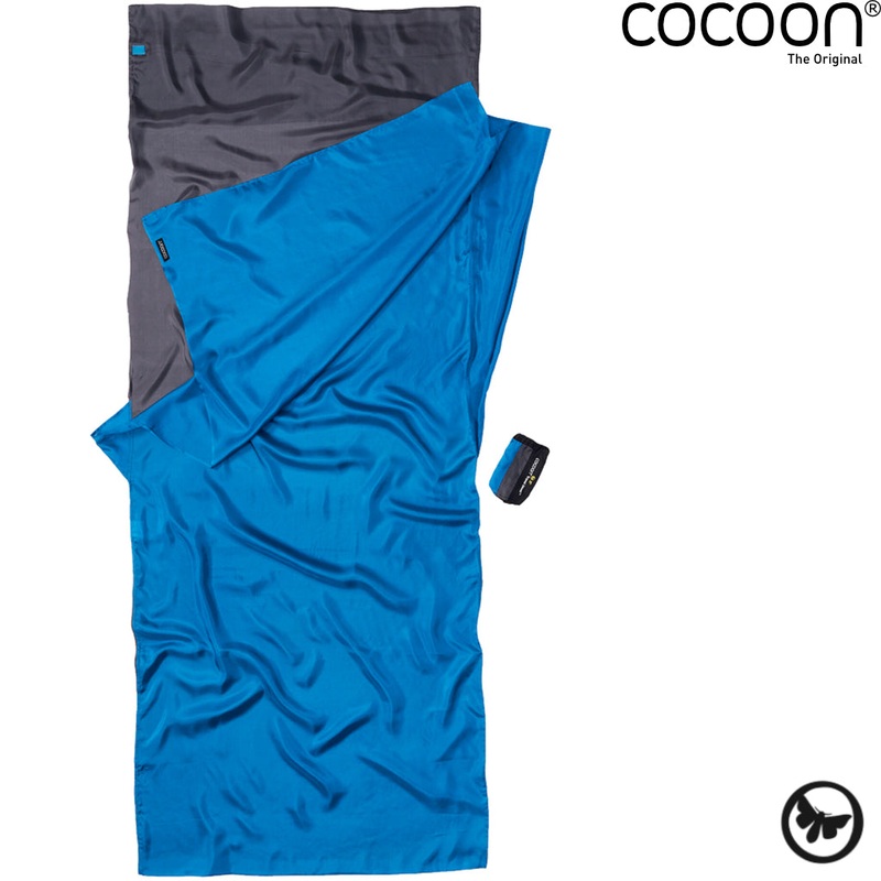 Cocoon – Silk TravelSheet|Rhino/Cornflower|Mulberry Red