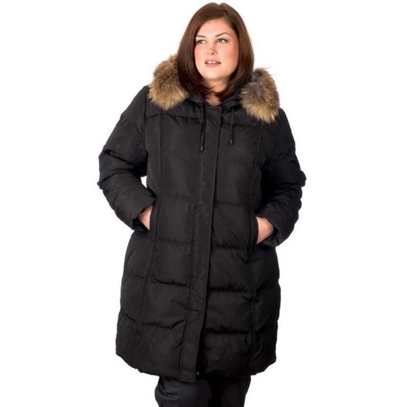 Flashgeo Womens Bella Coat|Black/Raccoon|M|L|2XL