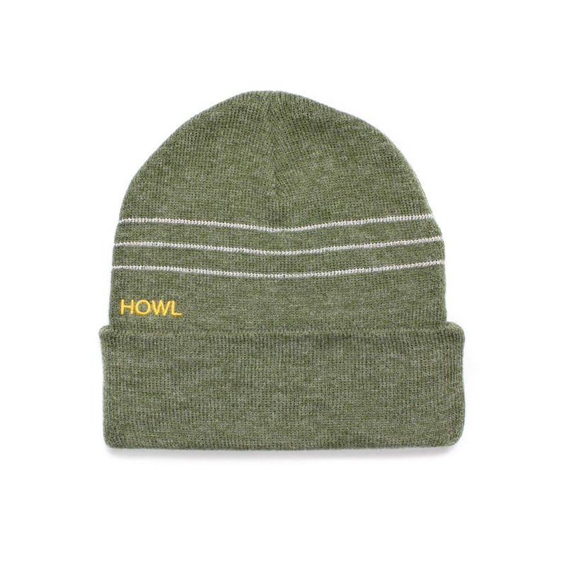 Striped Reflective Beanie – Green