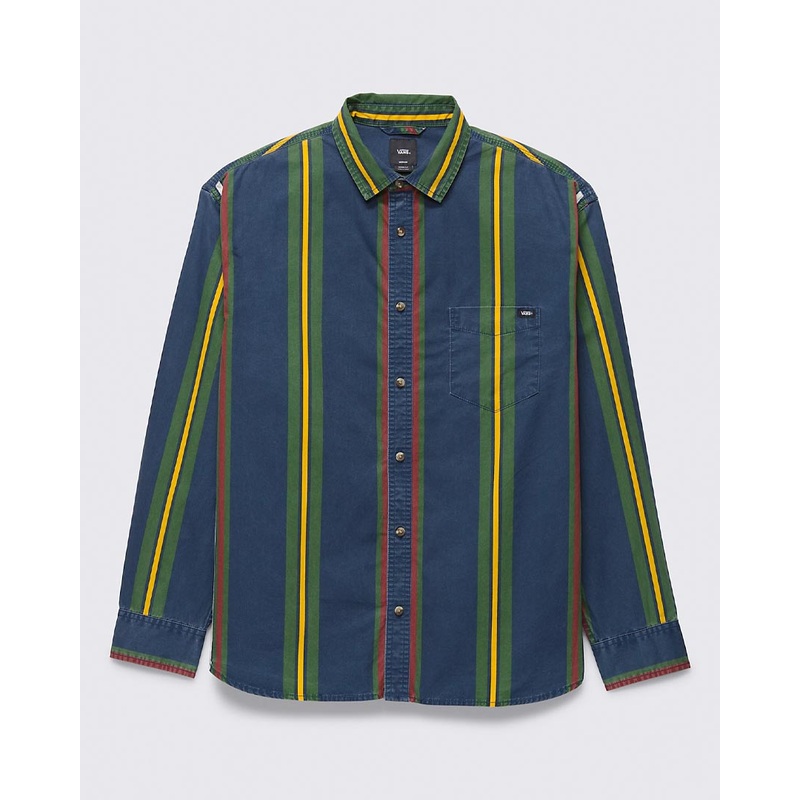 Kane Striped Vintage Wash Buttondown Shirt – Dress Blue