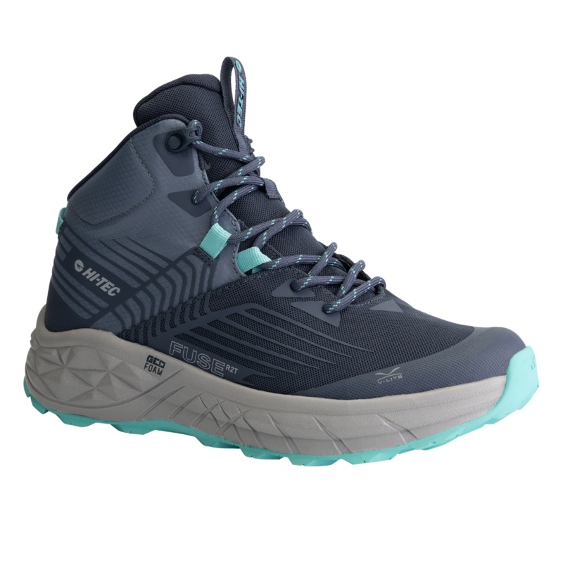 Hi-Tec Womens Geo Fuse Mid WP|Grisaille/Pool Blue|US 6|US 7|US 8|US 9|US 10
