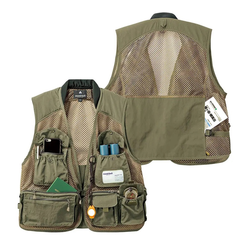 Montbell Nature Guide Vest|Tan|Dark Olive|M/L (Asis Fit)|XS/S (Asis Fit)|XL/2XL (Asis Fit)