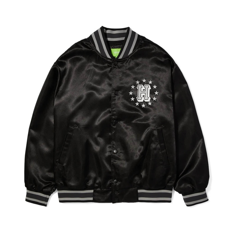 Galactic Stack Baseball Jacket – Black