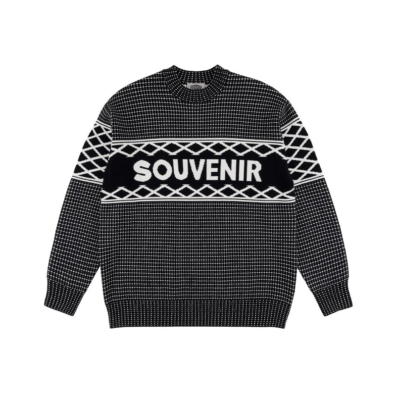 Jacquard Sweater Sweatshirt – Black