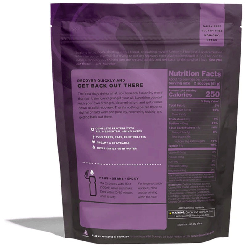 Tailwind Recovery Mix|Chocolate (15 servings)|Vanilla (15 servings)|Chocolate (single serving)