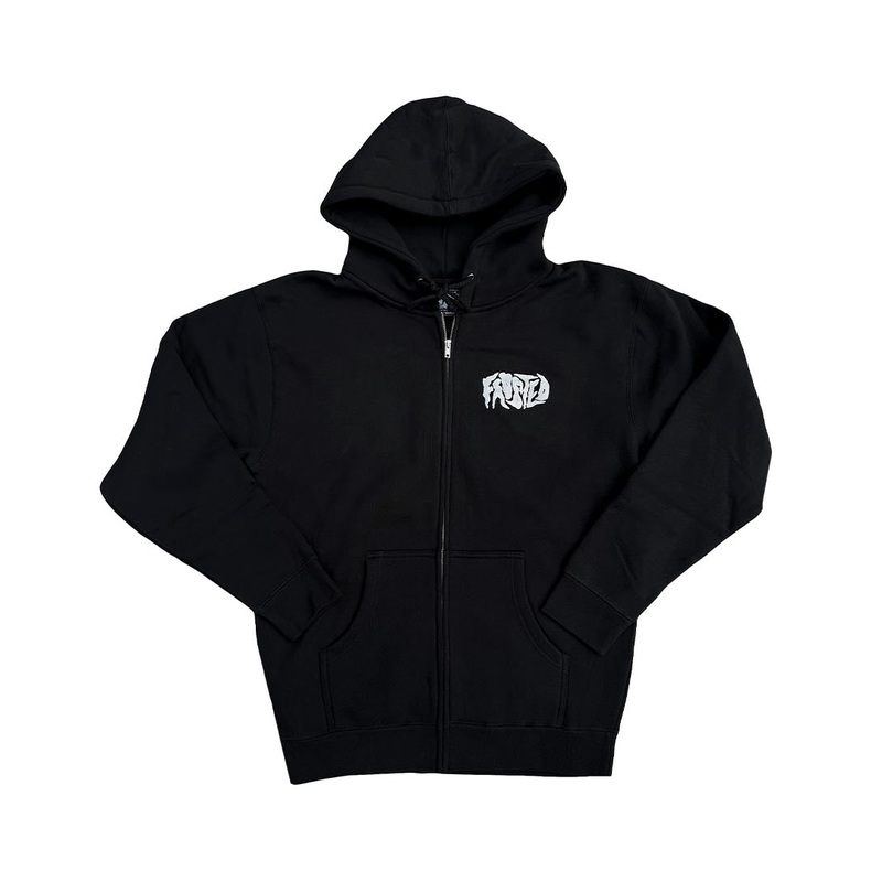 Silver Glitch Classic Zip Hoodie – Black